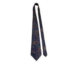 Robert Alan  Mens Neck Tie Blue Burgundy Tan Paisley Work Dad Gift